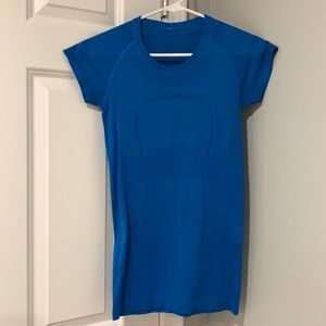 Blue athletic Lululemon shirt